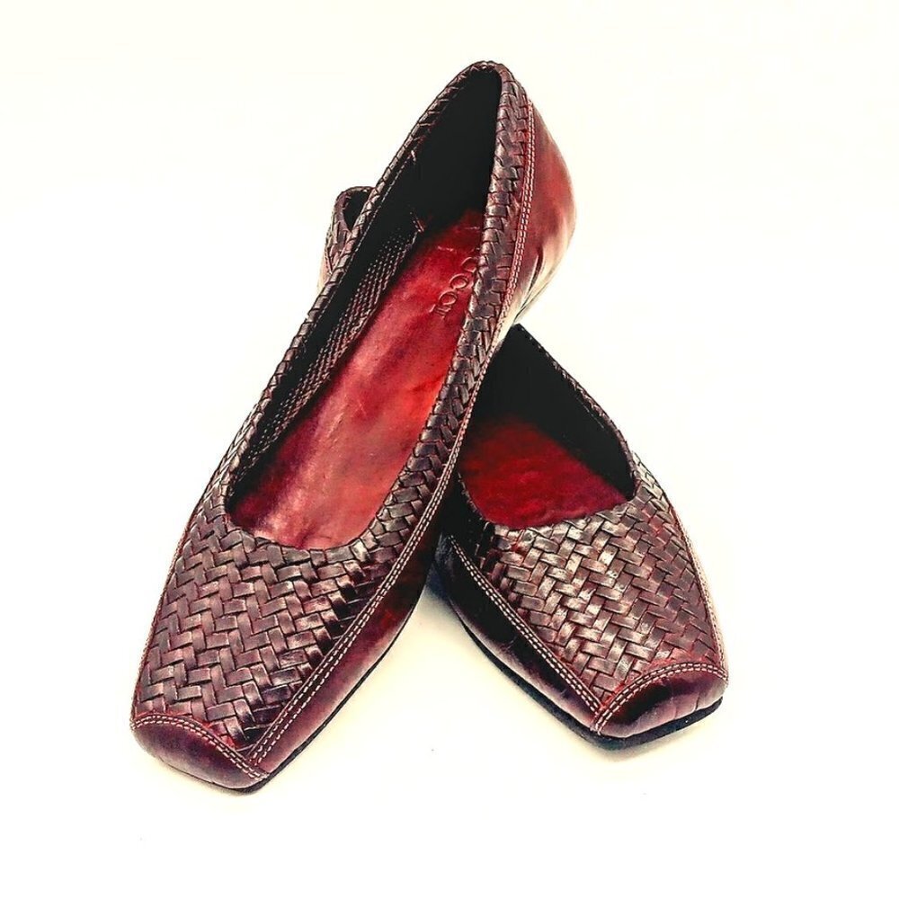 Sesto Meucci Oxblood Woven Italian Leather Loafers